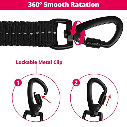 jenico 30ft Heavy Duty Dog Leash with Bungee & Swivel Hook - Reflective, Pink