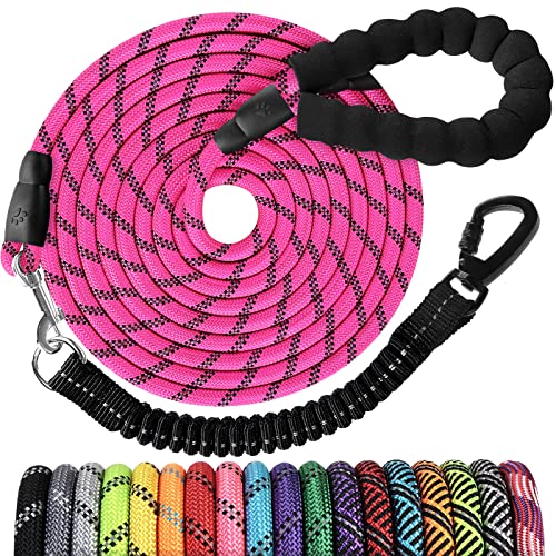 jenico 30ft Heavy Duty Dog Leash with Bungee & Swivel Hook - Reflective, Pink