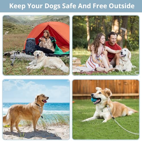 jenico 50 ft Dog Tie Out Cable - Heavy Duty Outdoor Dog Runner with 360° Swivel and Reflective Coating (Fits Dogs Up to 500 lbs)