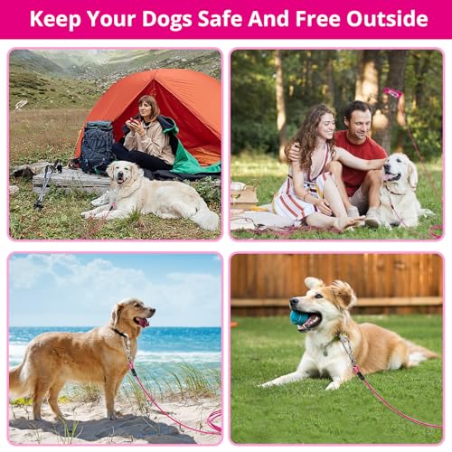 jenico 50 ft Pink Dog Tie Out Cable – Heavy Duty Stainless Steel Lead for Yard, Up to 500 lbs