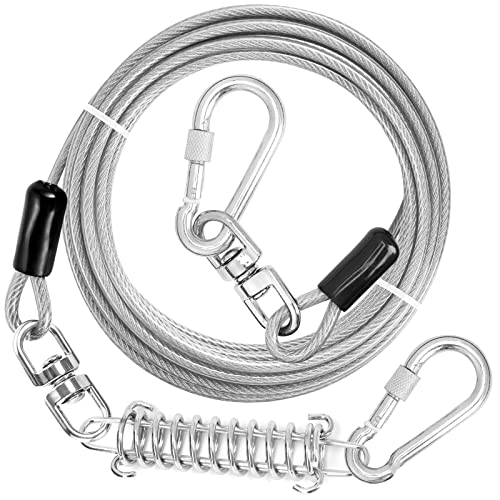 jenico Dog Tie Out Cable 30FT - Locking Carabiner, 360° Swivel, Reflective, 500 lbs
