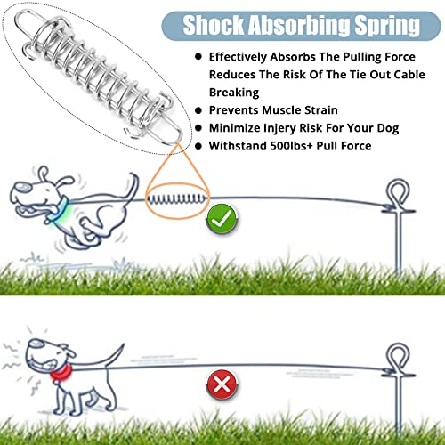 jenico Dog Tie Out Cable 30FT - Locking Carabiner, 360° Swivel, Reflective, 500 lbs
