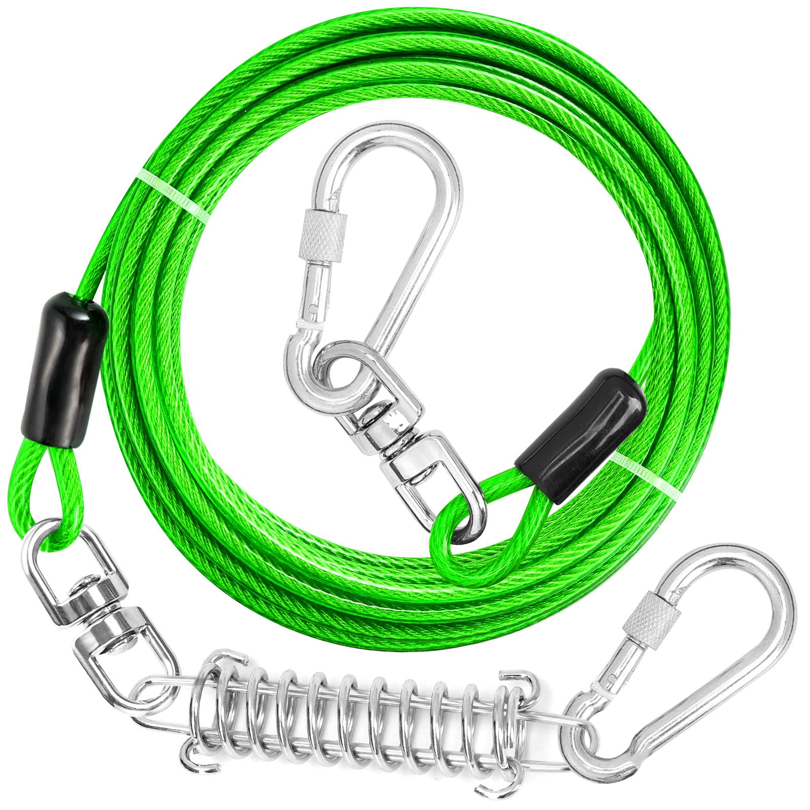 jenico Dog Tie Out Cable (30FT) – Heavy Duty 500 lbs, 360° Swivel, Reflective, Anti-Rust