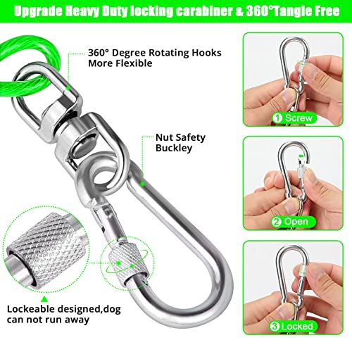 jenico Dog Tie Out Cable (30FT) – Heavy Duty 500 lbs, 360° Swivel, Reflective, Anti-Rust