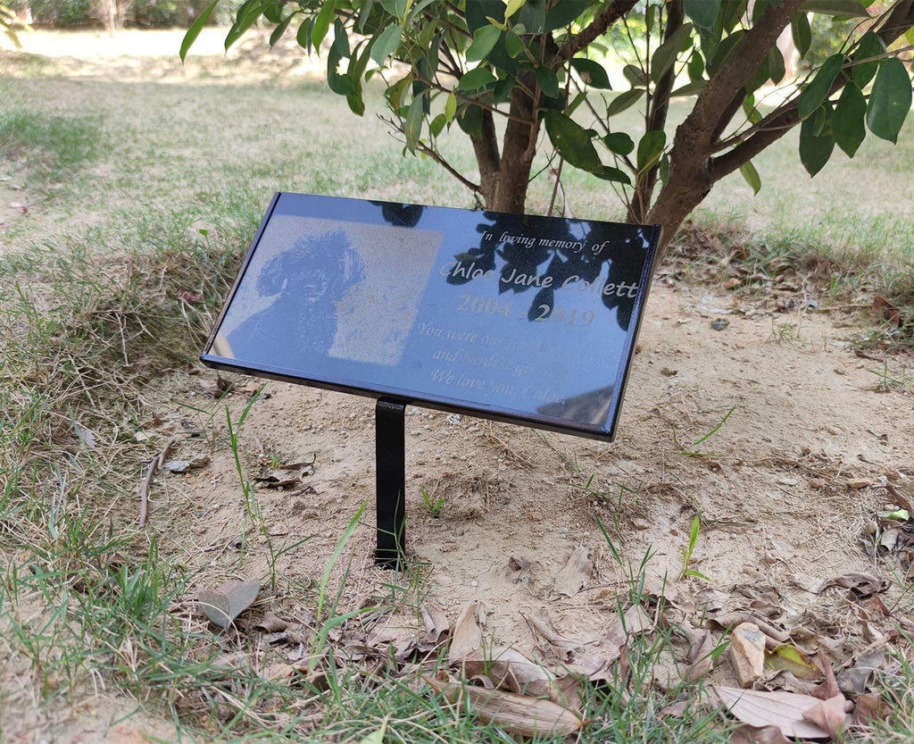 JFHEDY Grave Marker Stand for 8x4 Inch Memorial Stones – Black Powder Coated Steel Display