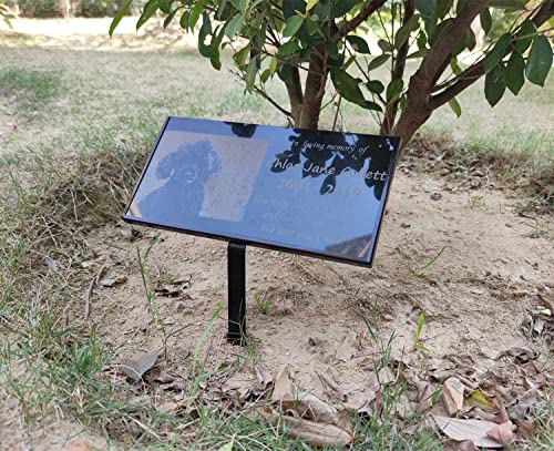 JFHEDY Grave Marker Stand for 8x4 Inch Memorial Stones – Black Powder Coated Steel Display