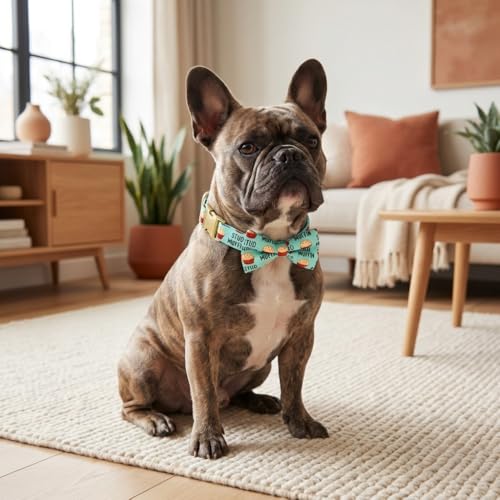 JIUJIA Stud Muffin Dog Bow Tie Collar - Detachable, Adjustable, Handmade Cotton for Small to Large Dogs