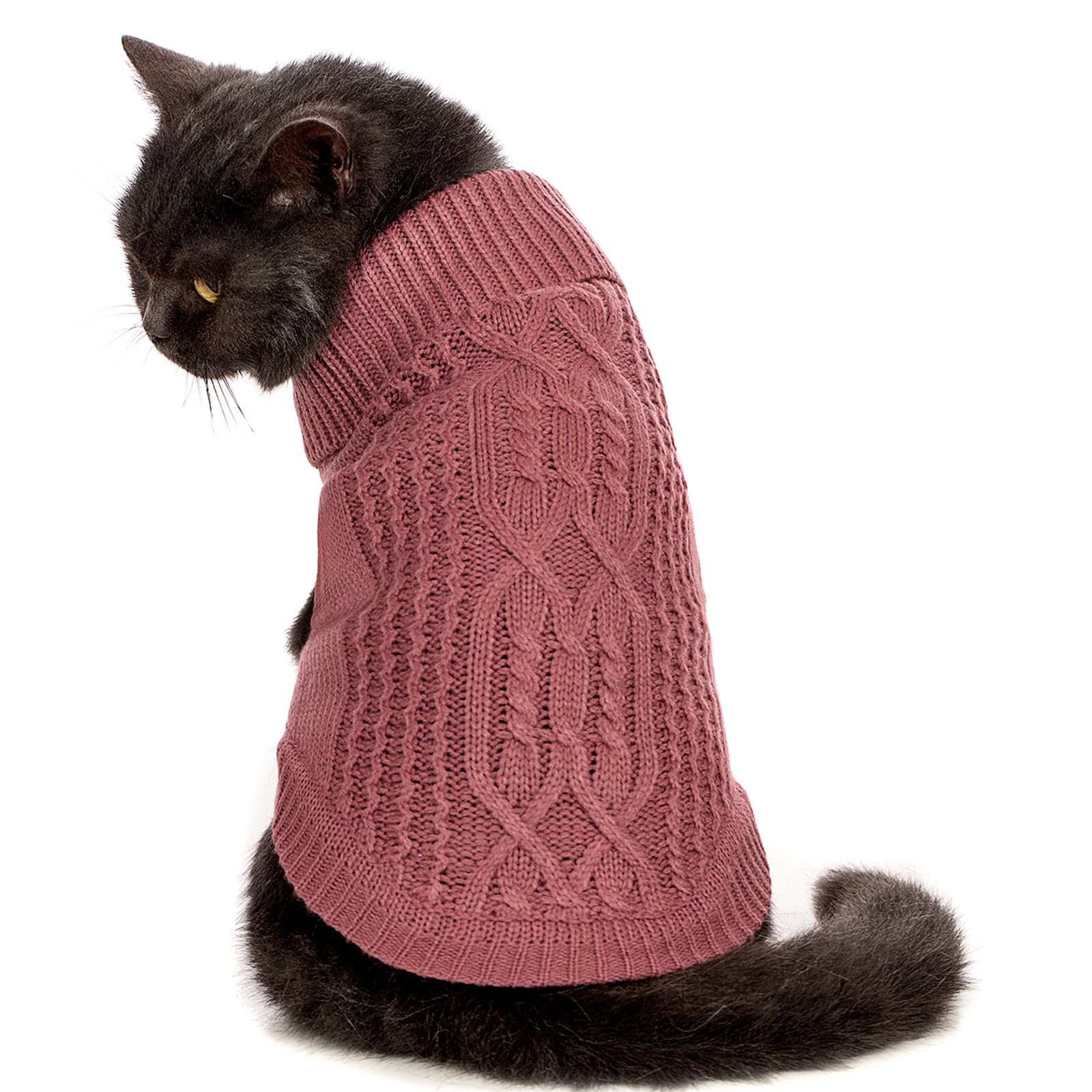 Jnancun Stretchy Cat Sweater - Maple Leaf Red, Medium - 17 Colors, 6 Sizes