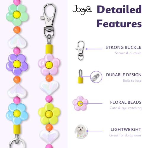 JOGIA Handmade Floral Beaded Dog Collar – Lightweight Adjustable for Small to Large Dogs