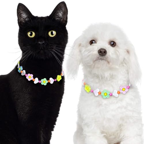 JOGIA Handmade Floral Beaded Dog Collar – Lightweight Adjustable for Small to Large Dogs