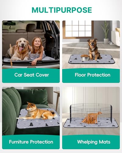 JollyMate 36x41 Washable Reusable Dog Pee Pads 2-Pack - Gray, Ultra-Absorbent, Leak-Proof, Non-Slip
