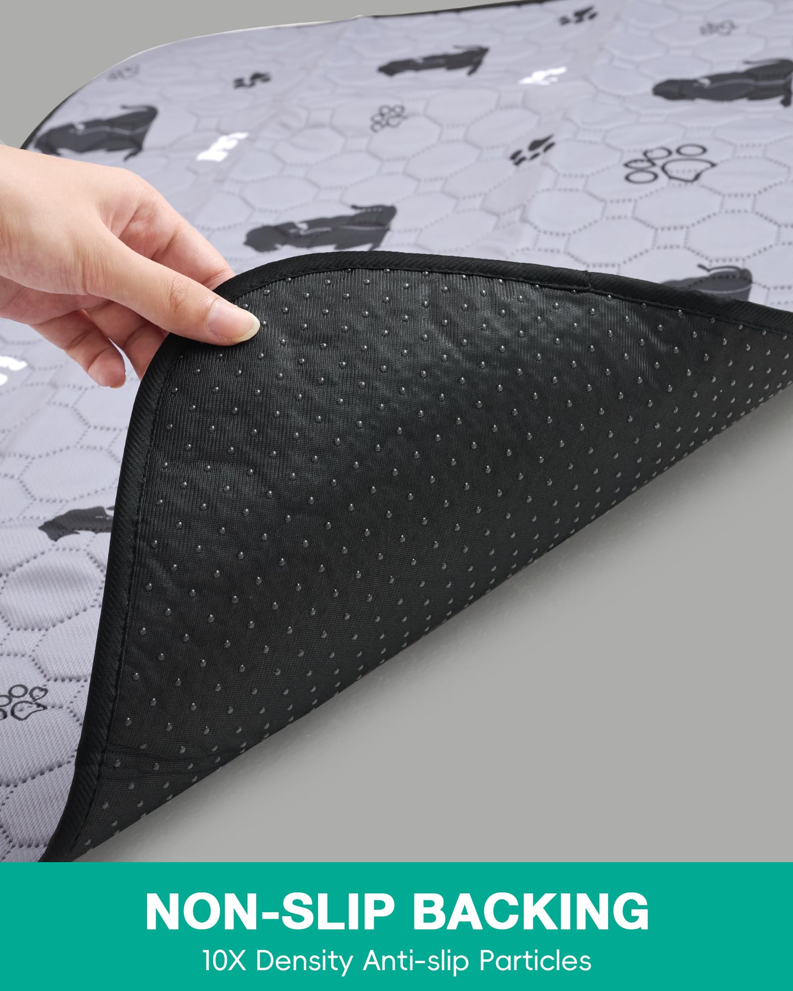 JollyMate 36x41 Washable Reusable Dog Pee Pads 2-Pack - Gray, Ultra-Absorbent, Leak-Proof, Non-Slip