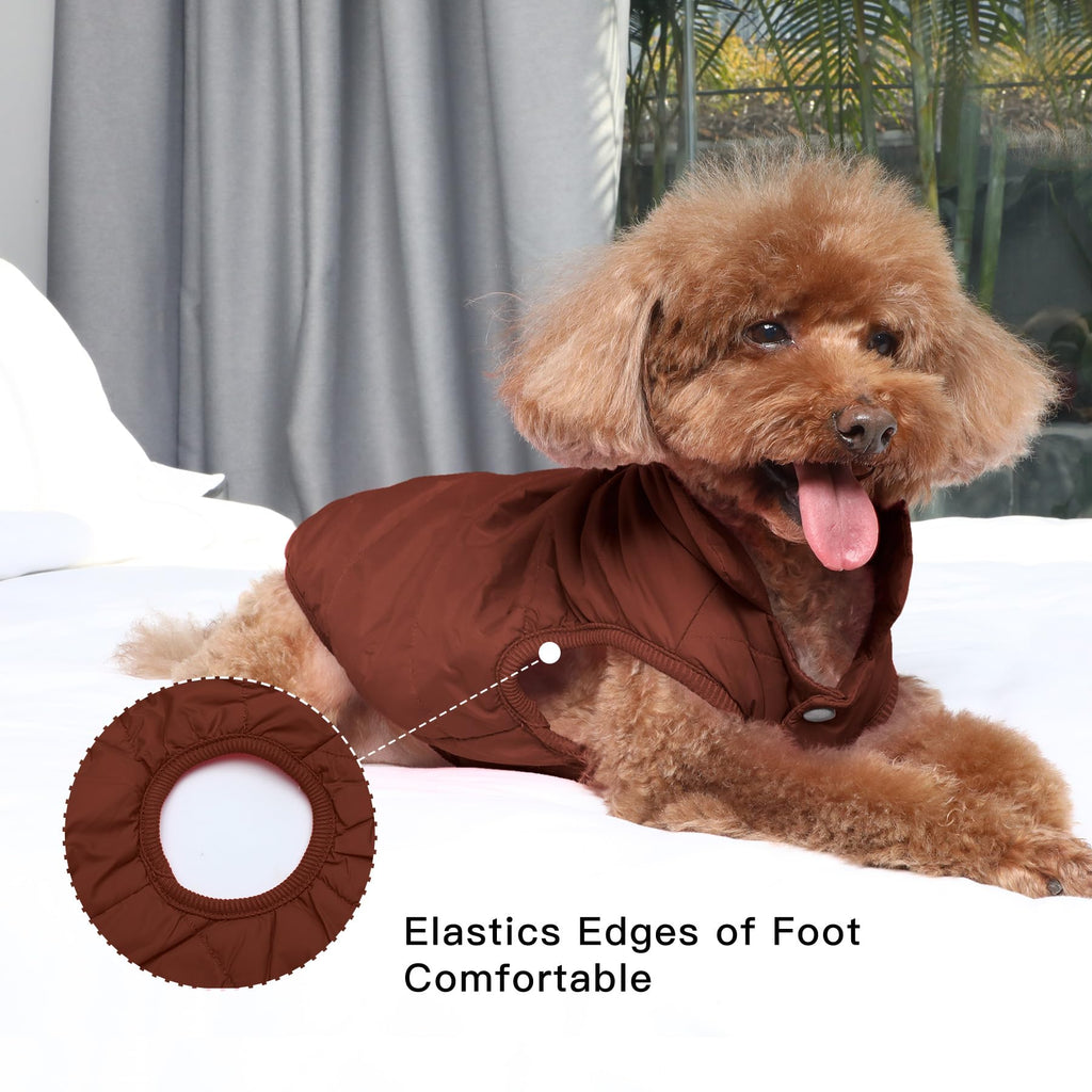 JoyDaog Fleece Lined Dog Coat for Small Dogs, Windproof Winter Jacket (Brown, XS)