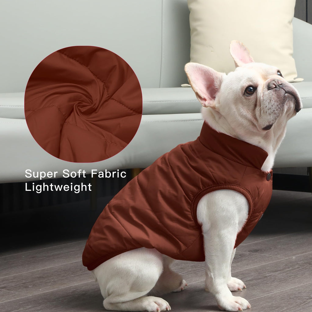 JoyDaog Fleece Lined Dog Coat for Small Dogs, Windproof Winter Jacket (Brown, XS)