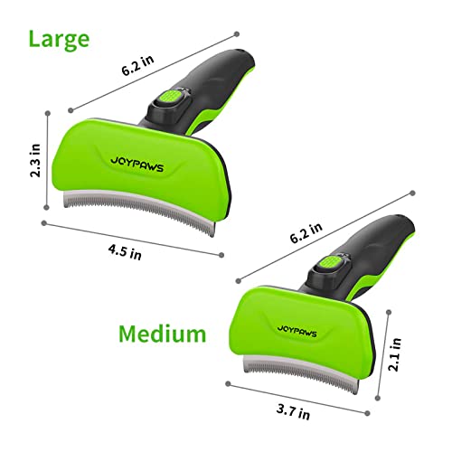 JOYPAWS Pet Grooming Brush for Dogs and Cats, Self-Cleaning Shedding Tool, Reduces Loose Hair by Up to 95% – Green, for Medium Dogs & Cats