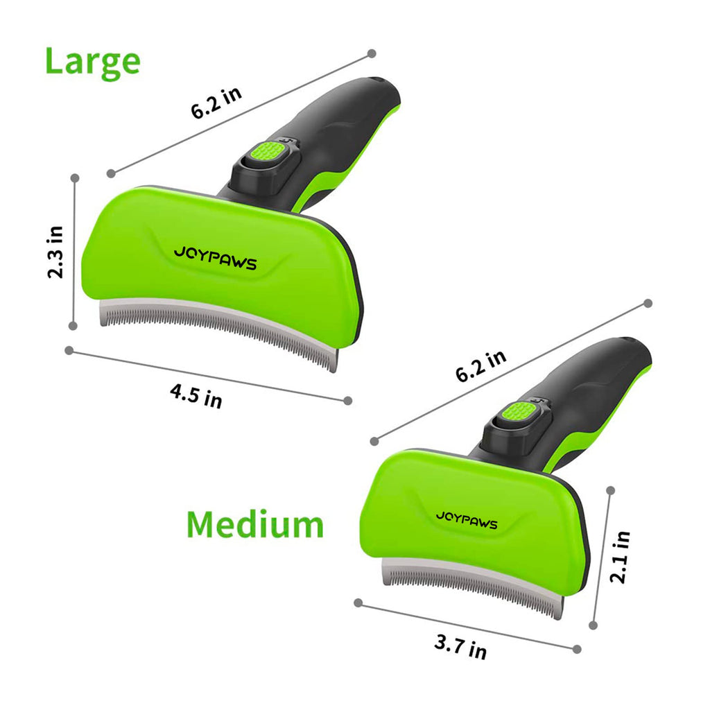 JOYPAWS Pet Grooming Brush for Dogs and Cats, Self-Cleaning Shedding Tool, Reduces Loose Hair by Up to 95% – Green, for Medium Dogs & Cats