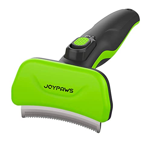 JOYPAWS Pet Grooming Brush for Dogs and Cats, Self-Cleaning Shedding Tool, Reduces Loose Hair by Up to 95% – Green, for Medium Dogs & Cats