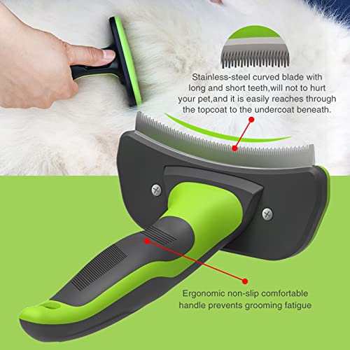 JOYPAWS Pet Grooming Brush for Dogs and Cats, Self-Cleaning Shedding Tool, Reduces Loose Hair by Up to 95% – Green, for Medium Dogs & Cats
