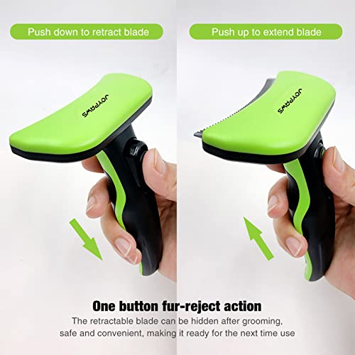 JOYPAWS Pet Grooming Brush for Dogs and Cats, Self-Cleaning Shedding Tool, Reduces Loose Hair by Up to 95% – Green, for Medium Dogs & Cats