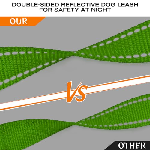 Joytale Heavy Duty Dog Leash for Large Dogs That Pull – 6FT, Green, Double Handle & Double-Sided Reflective