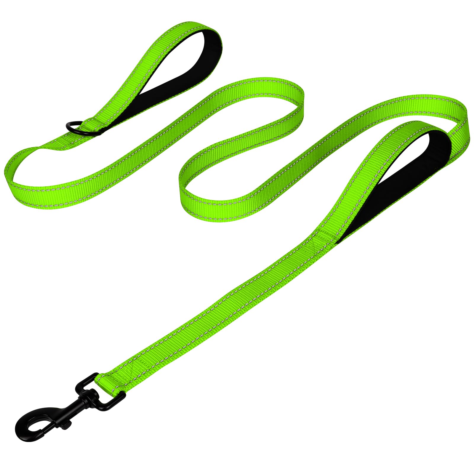 Joytale Heavy Duty Dog Leash for Large Dogs That Pull – 6FT, Green, Double Handle & Double-Sided Reflective