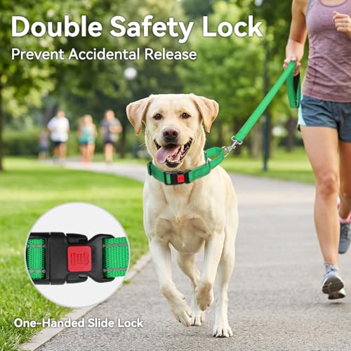 Joytale Martingale Collar, Green Medium – Reflective Escape-Proof Nylon Dog Collar with Safety Lock