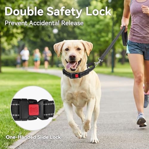 Joytale Martingale Dog Collar - Reflective Escape-Proof Nylon Collar with Safety Buckle, Black, Large