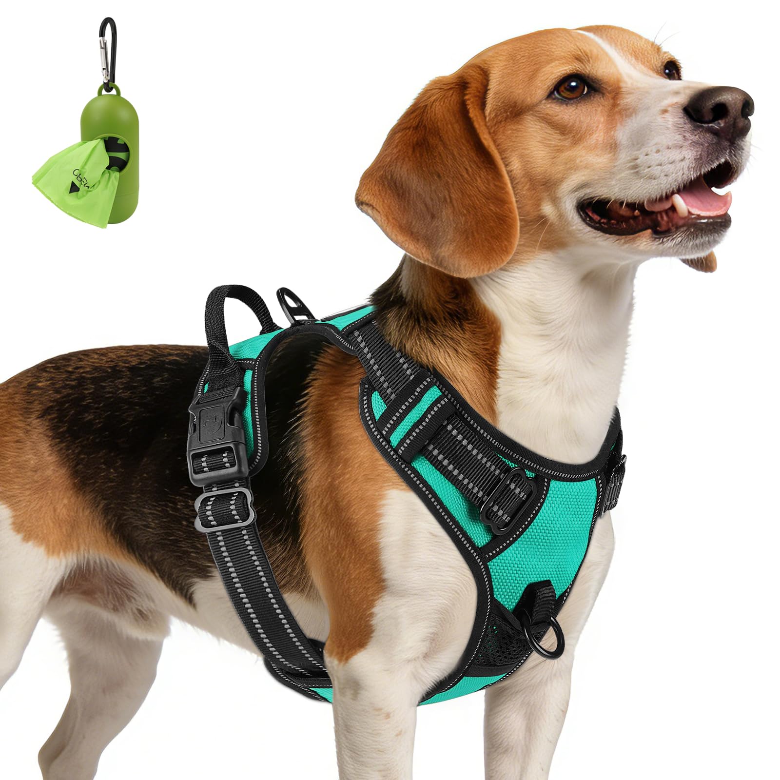 Joytale Medium Dog Harness Teal – No Pull Reflective Padded Vest with Front and Back Clips for Training and Walking