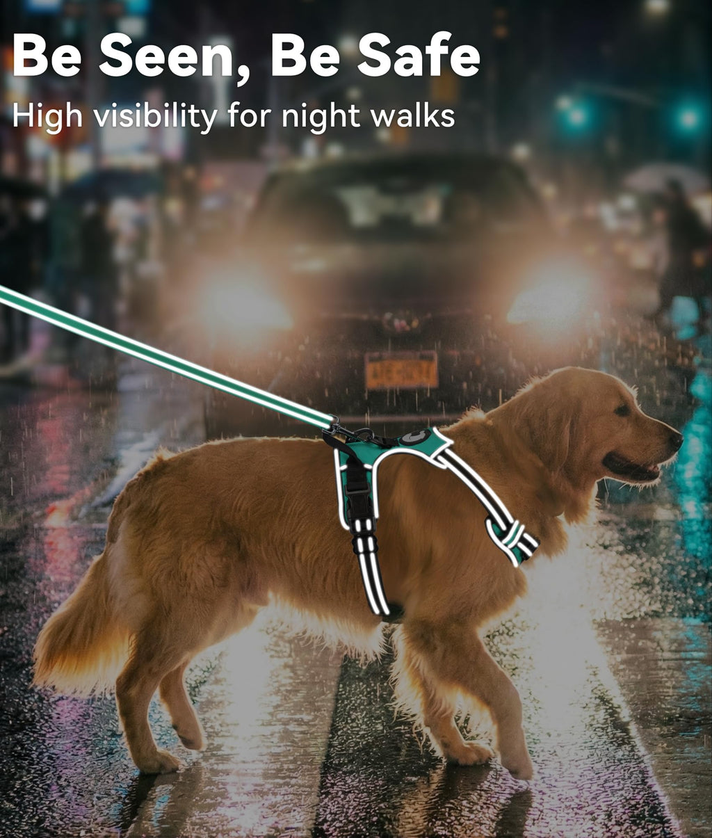 Joytale No Pull Dog Harness for Large Dogs - Reflective, Adjustable, Teal