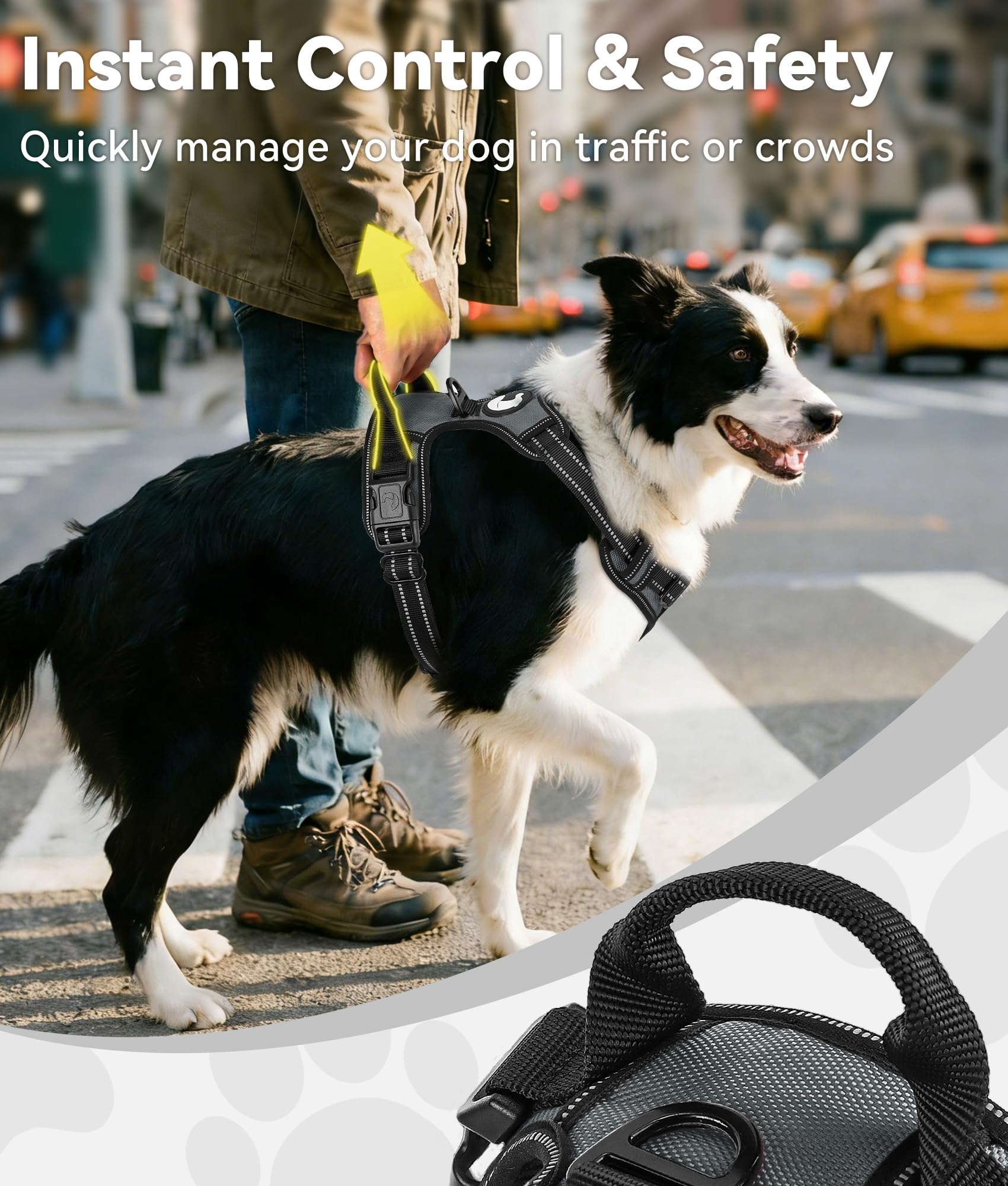 Joytale No Pull Dog Harness for Small Dogs - Reflective Vest with Front & Back Clips, Adjustable Padded, Gray, S