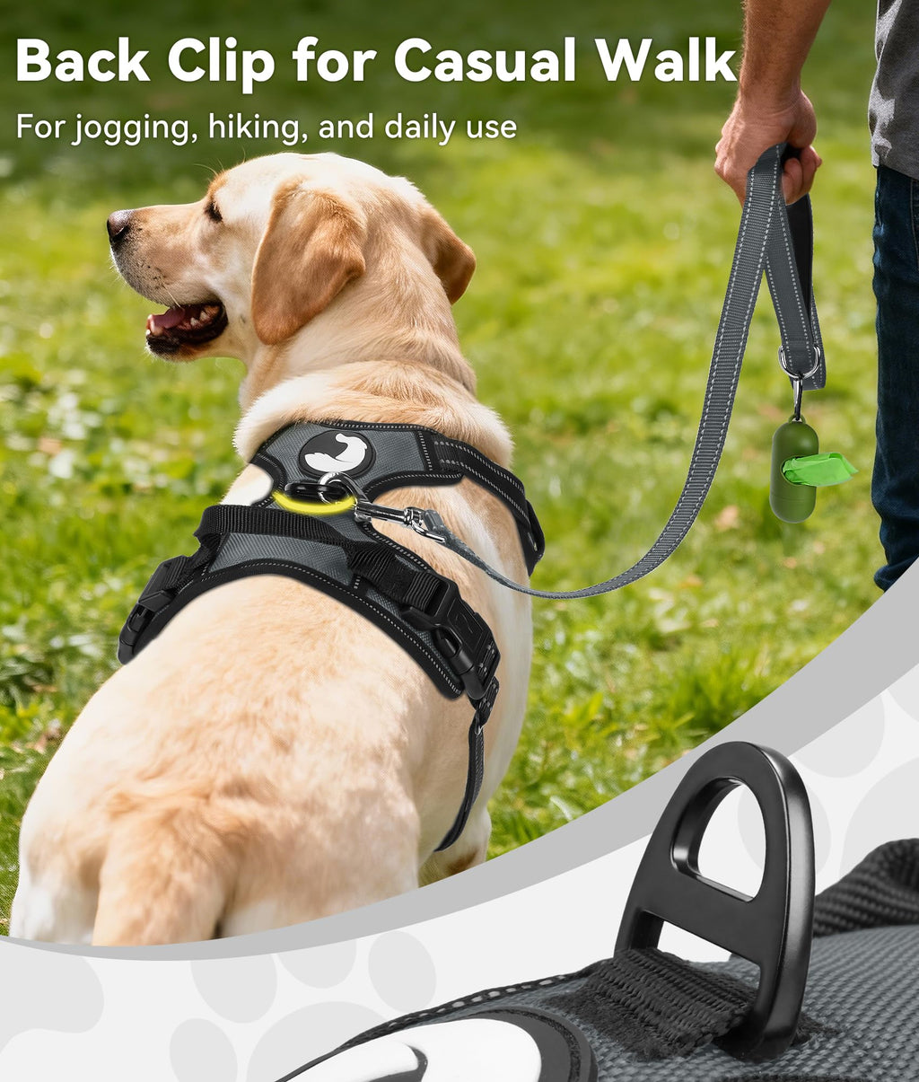 Joytale No Pull Dog Harness for Small Dogs - Reflective Vest with Front & Back Clips, Adjustable Padded, Gray, S