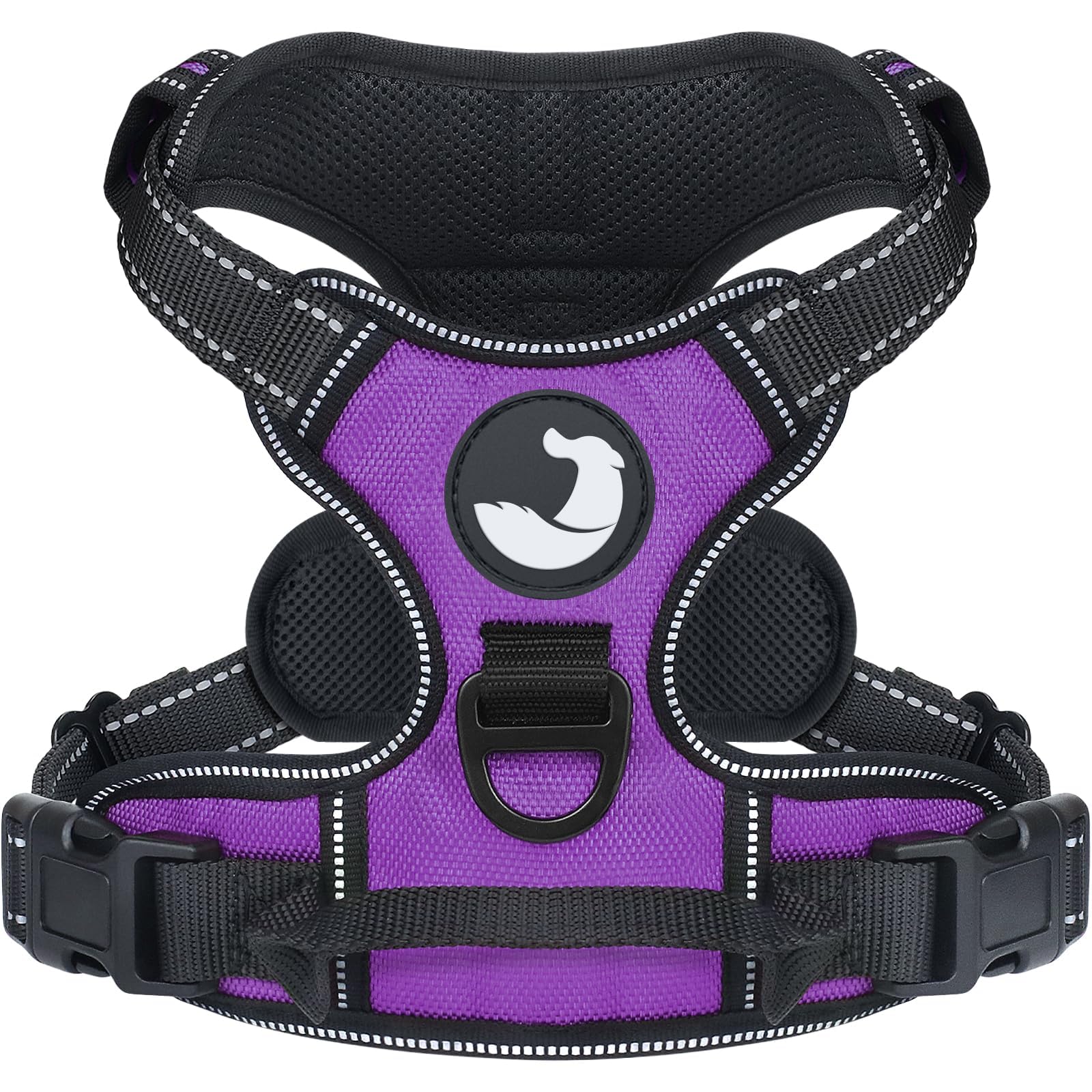 Joytale No Pull Dog Harness Medium Purple - Reflective Vest with Front Clip & Handle for Training and Walking