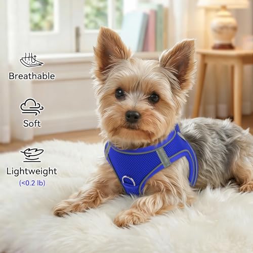 Joytale Small Dog Harness, Step-in Reflective Mesh Vest, Navy Blue, Size L