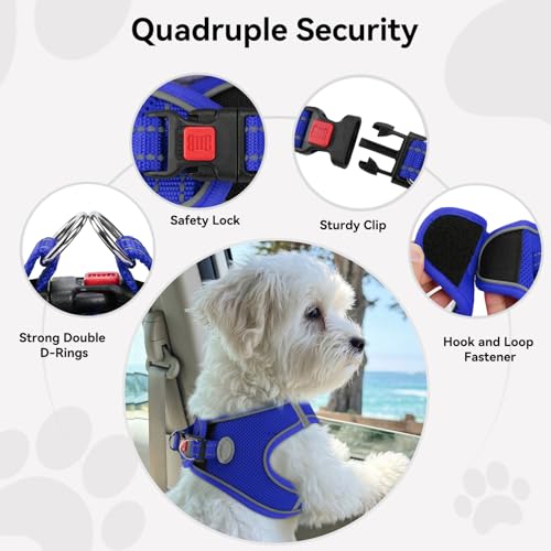 Joytale Small Dog Harness, Step-in Reflective Mesh Vest, Navy Blue, Size L
