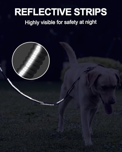 Joytale Tactical Dog Leash Heavy Duty 4-6FT Shock Absorbing Bungee with Dual Handles and Car Seatbelt, Gray