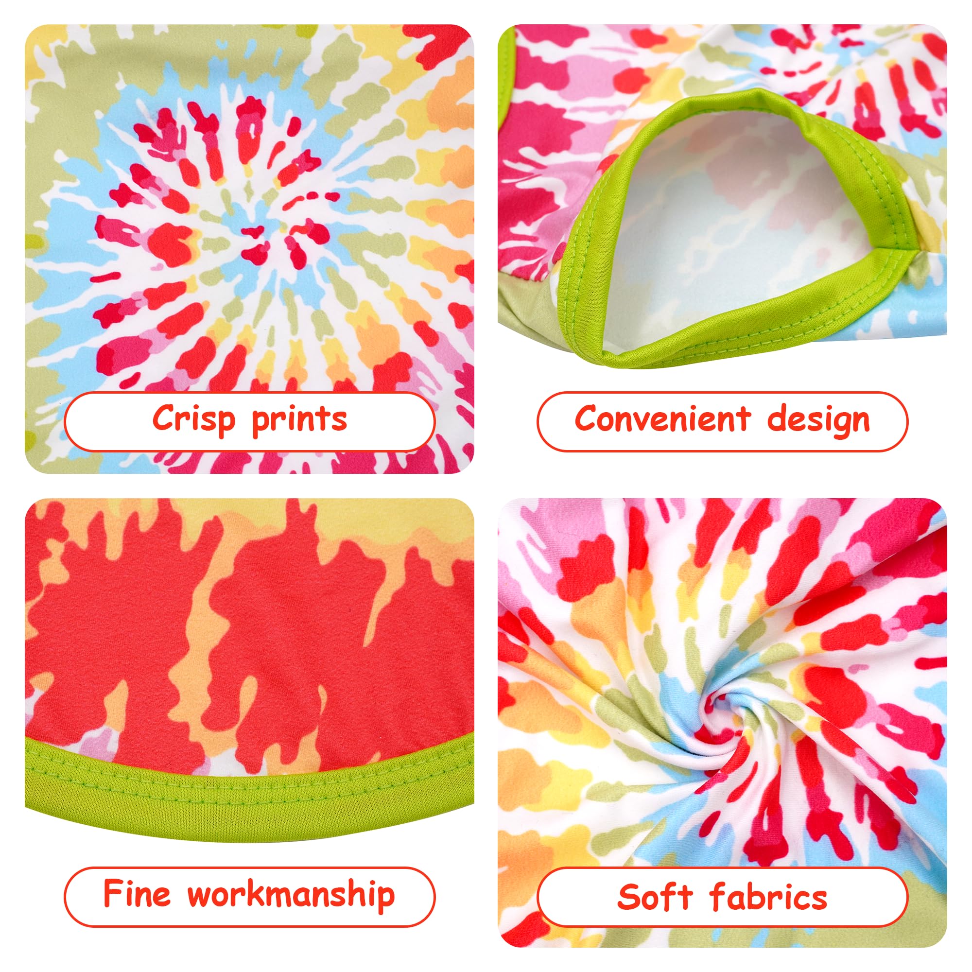 JpGdn 4-Pack Tie Dye Dog Tank Tops - Medium Size Sleeveless Tees for Summer, Pink Green Blue Red
