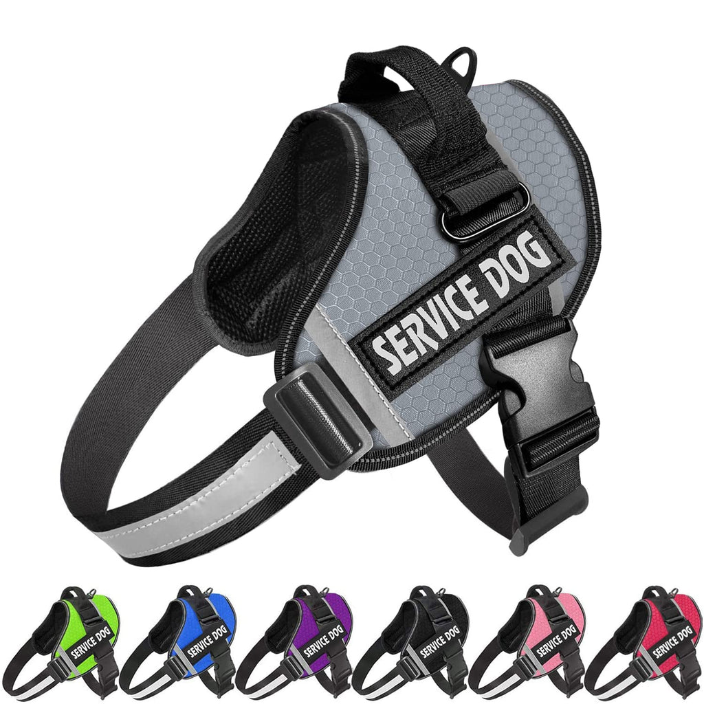 JSXD No-Pull Dog Harness – Adjustable Reflective Vest with Handle for Small, Medium, Large Dogs (Grey, Size L)