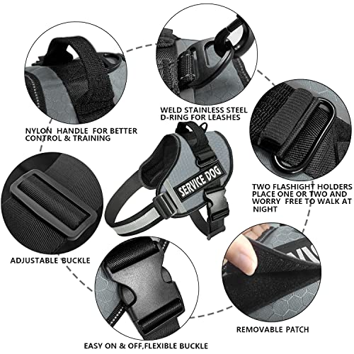 JSXD No-Pull Dog Harness – Adjustable Reflective Vest with Handle for Small, Medium, Large Dogs (Grey, Size L)