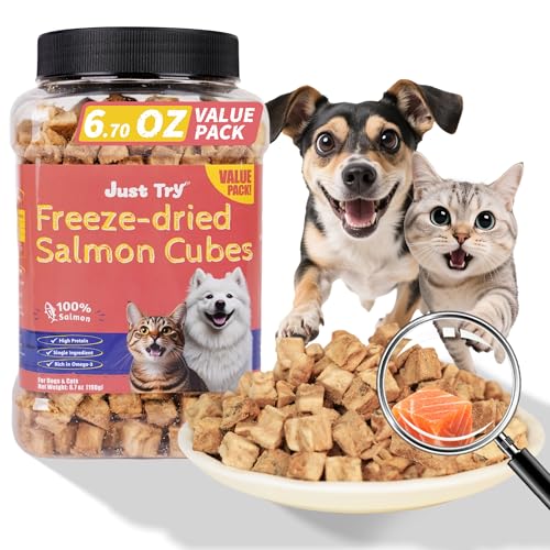 Just Try Freeze-Dried Salmon Treats for Dogs & Cats – 6.7 oz, Single Ingredient, High Protein