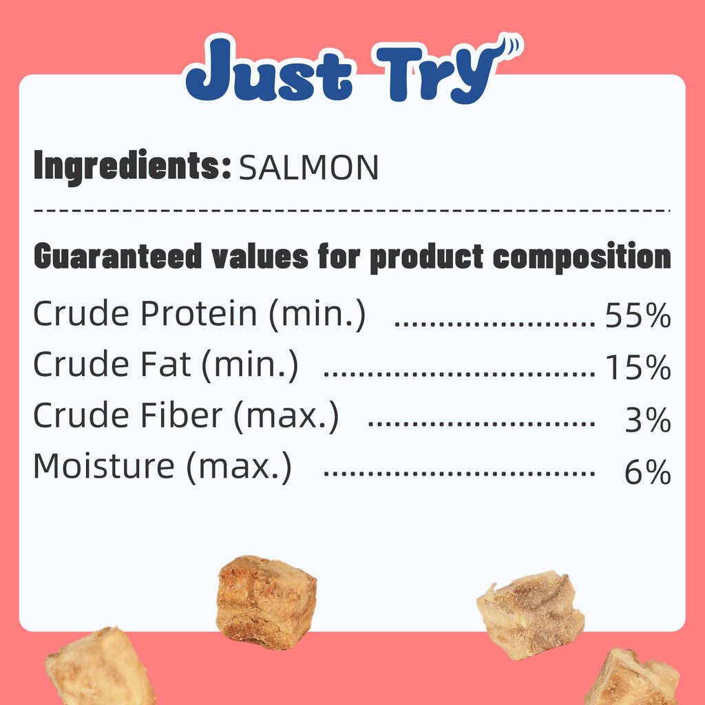 Just Try Freeze-Dried Salmon Treats for Dogs & Cats – 6.7 oz, Single Ingredient, High Protein