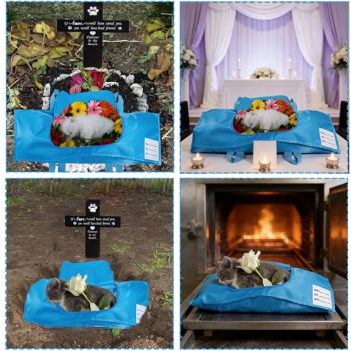 Jwizyotr Eco-Friendly Pet Casket Body Bag - Biodegradable Twill, Customizable with Marker, for Dogs, Cats & Small Pets (Blue, M)