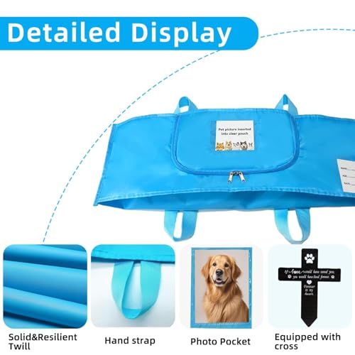 Jwizyotr Eco-Friendly Pet Casket Body Bag - Biodegradable Twill, Customizable with Marker, for Dogs, Cats & Small Pets (Blue, M)