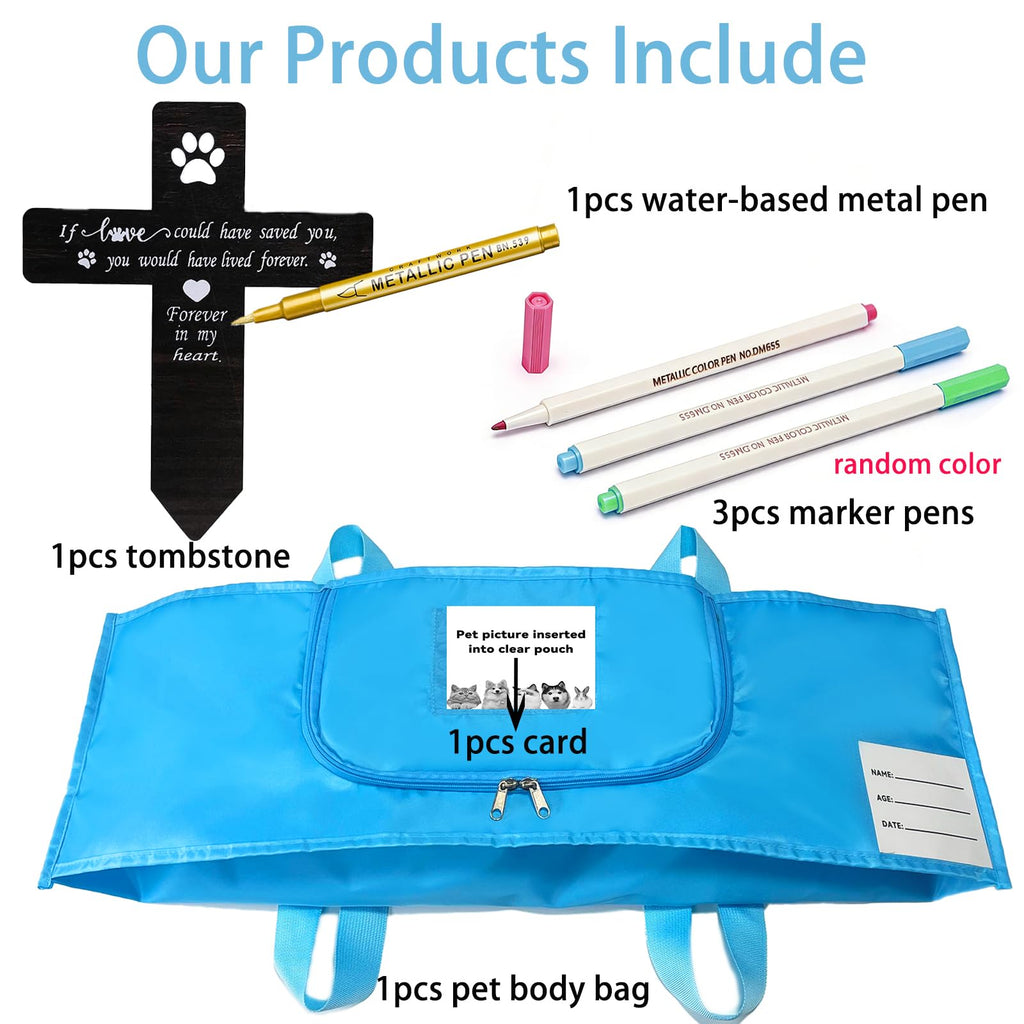 Jwizyotr Eco-Friendly Pet Casket Body Bag - Biodegradable Twill, Customizable with Marker, for Dogs, Cats & Small Pets (Blue, M)