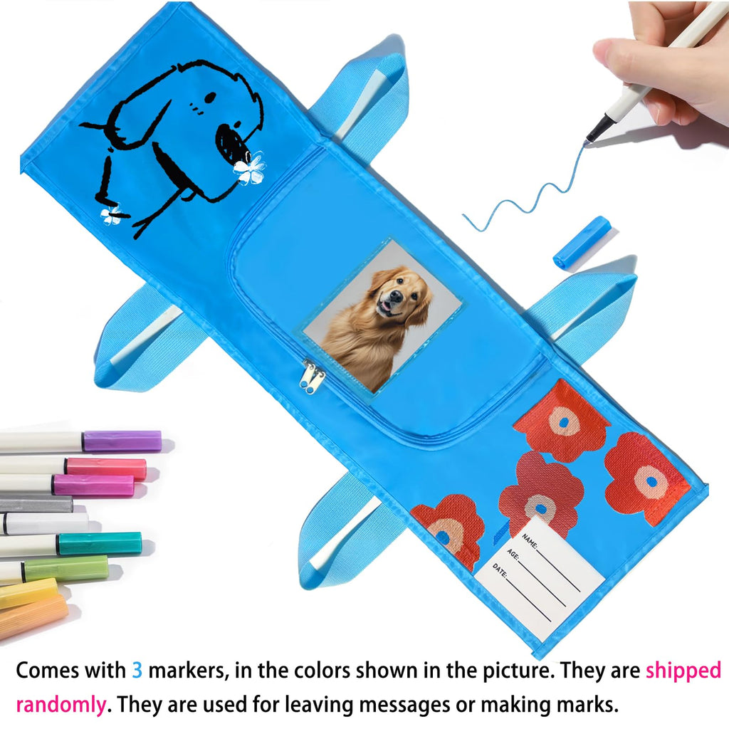 Jwizyotr Eco-Friendly Pet Casket Body Bag - Biodegradable Twill, Customizable with Marker, for Dogs, Cats & Small Pets (Blue, M)