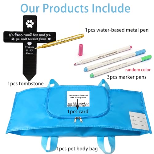 Jwizyotr Eco-Friendly Pet Casket Body Bag - Biodegradable Twill, Customizable with Marker, for Dogs, Cats & Small Pets (Blue, M)