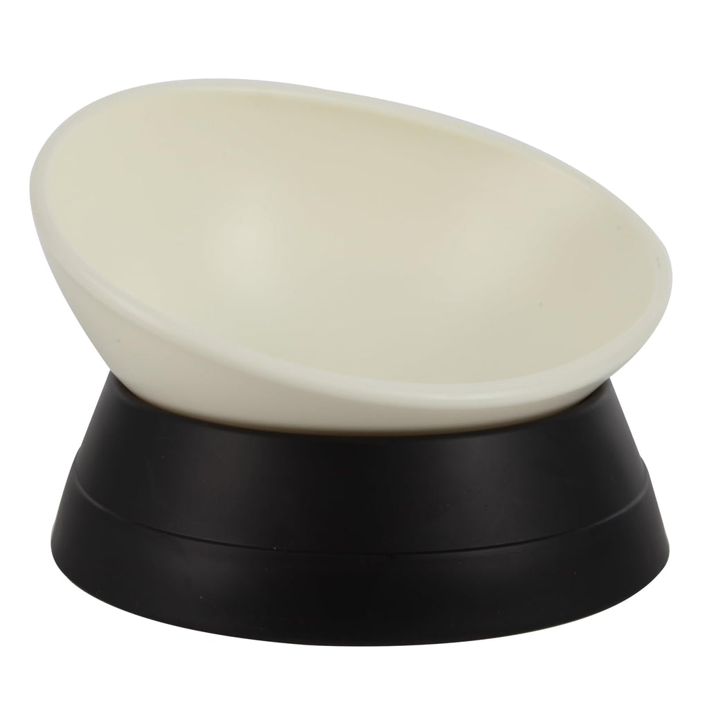 JWPC Anti-Slip Dog Bowl with Detachable Silicone Base – 3.5 Cup Tilted Resin Dish for Flat-Faced Breeds (Black)