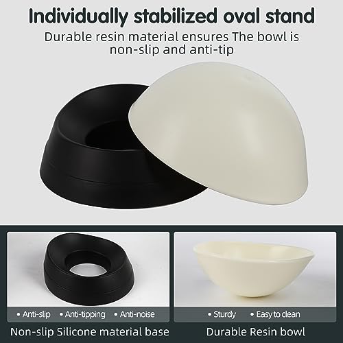 JWPC Anti-Slip Dog Bowl with Detachable Silicone Base – 3.5 Cup Tilted Resin Dish for Flat-Faced Breeds (Black)