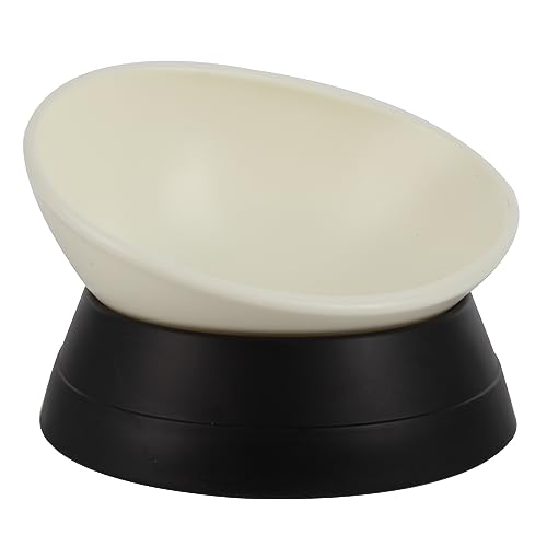JWPC Anti-Slip Dog Bowl with Detachable Silicone Base – 3.5 Cup Tilted Resin Dish for Flat-Faced Breeds (Black)