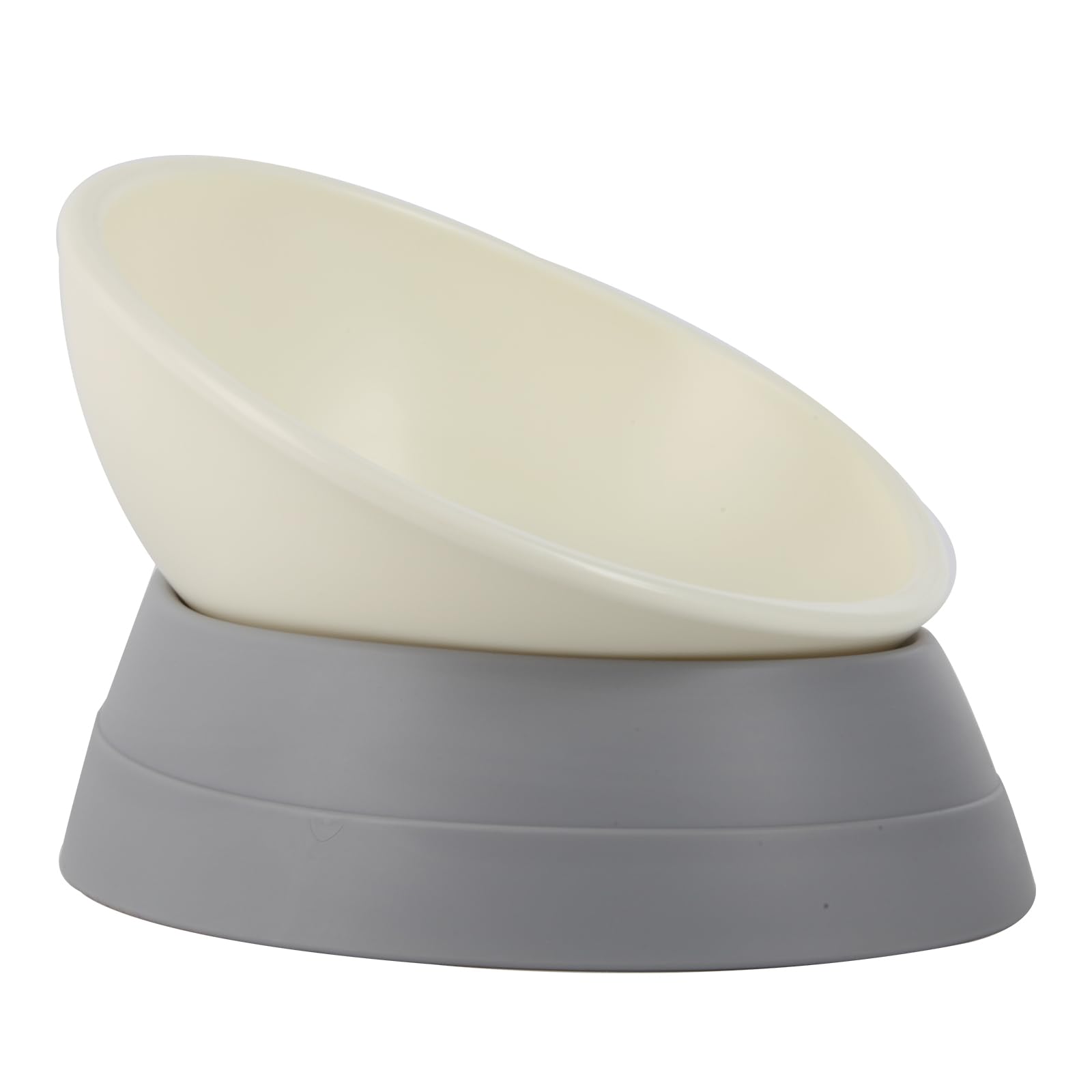 JWPC Anti-Slip Tilted Dog Bowl, Detachable Silicone Base, 3.5 Cup Capacity for Medium/Large Dogs (Grey)