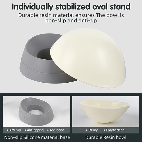 JWPC Anti-Slip Tilted Dog Bowl, Detachable Silicone Base, 3.5 Cup Capacity for Medium/Large Dogs (Grey)